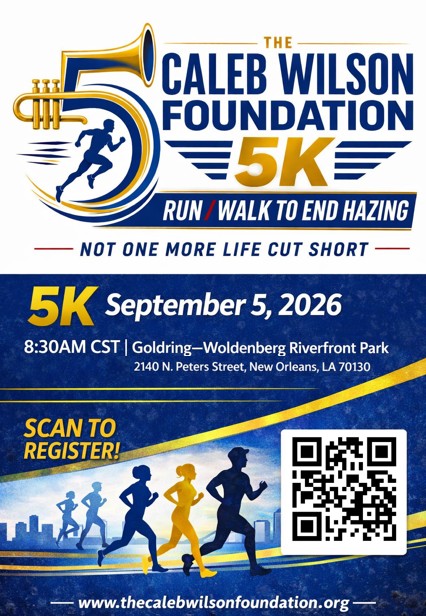 The Caleb Wilson Foundation 5K Run/Walk to End Hazing — September 5, 2026
